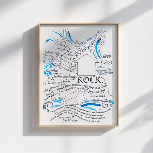 Mattheüs 5 24 27 Huis op de Rots Bijbelvers Poster