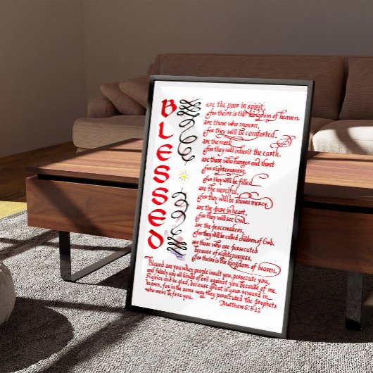 Mattheüs 5 3 12 Gezegend Christelijk Bijbelvers Poster