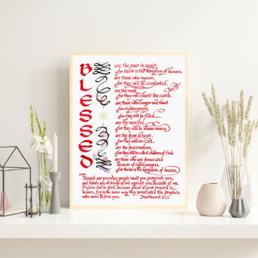 Mattheüs 5 3 12 Gezegend Christelijk Bijbelvers Poster