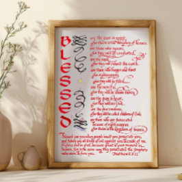 Mattheus 5 3 12 Jezus Gezegende Christelijke Bijbe Poster