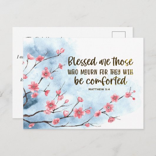 Mattheus 5:4 Zalig hen die treuren Barmhartigheid Briefkaart (Voorkant / Achterkant)