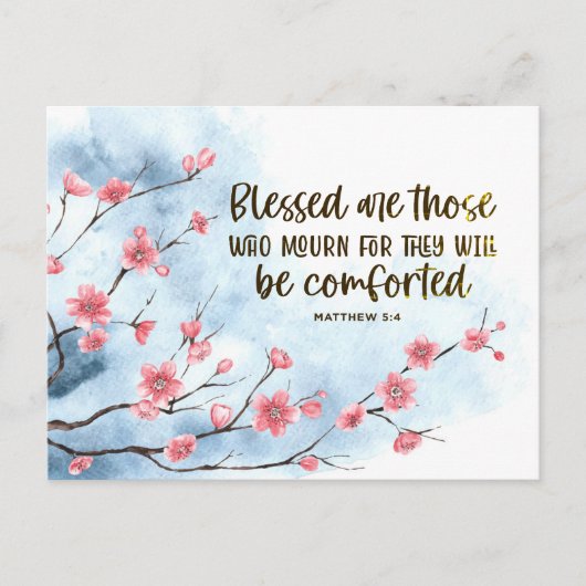 Mattheus 5:4 Zalig hen die treuren Barmhartigheid Briefkaart (Voorkant)