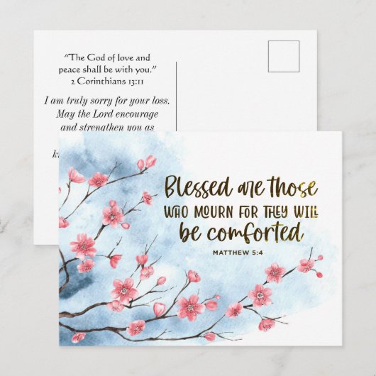 Mattheüs 5:4 Zalig hen die treuren Blijde deelnemi Briefkaart (Voorkant / Achterkant)