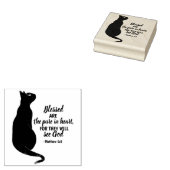 Mattheüs 5:8: Zwarte kat zuiver in hart Bijbelvers Rubberstempel (Gestempeld)