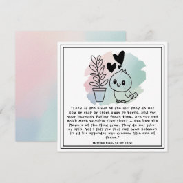Mattheüs 6:26, 28-29 Aanmoediging van kamerplanten Feestdagenkaart