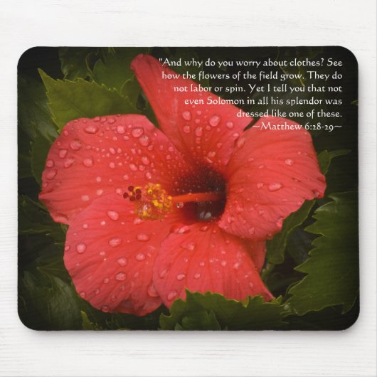 Mattheüs 6:28-29 Hibiscus Mousepad Muismat (Voorkant)