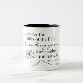 MATTHEUS 6:28 - Koffiemok Tweekleurige Koffiemok
