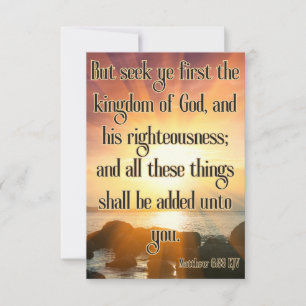 Mattheüs 6:33 KJV Bijbelvers Pic Wenskaart Kaart