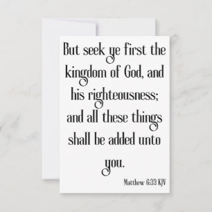 Mattheüs 6:33 KJV Bijbelvers Wenskaart Kaart