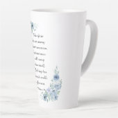 Mattheüs 6:34 Maak je geen zorgen over de blauwe W Latte Mok (Rechterhoek)