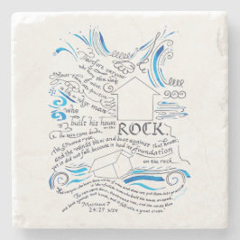 Mattheüs 7 24 27 Huis op de Rots Bijbelvers Stenen Onderzetter