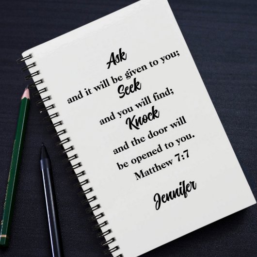Mattheüs 7:7 Bijbelvers Aangepaste naam Schetsboek Notitieboek