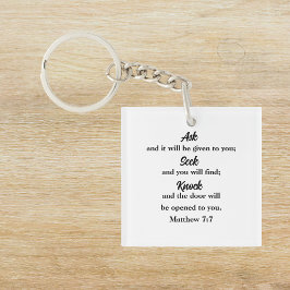 Mattheüs 7:7 Bijbelvers Christelijk Sleutelhanger