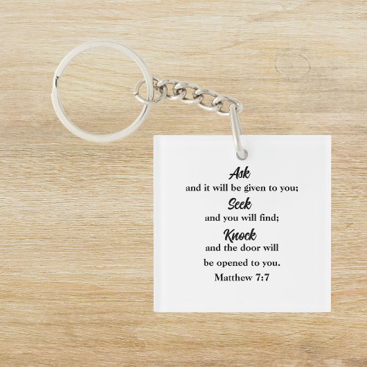 Mattheüs 7:7 Bijbelvers Christelijk Sleutelhanger