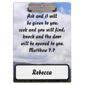 Mattheüs 7:7 Favoriete Bijbelvers Klembord (Voorkant)