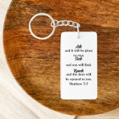 Mattheüs 7:7 Minimalistisch Bijbelvers Sleutelhanger