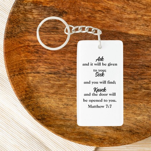 Mattheüs 7:7 Minimalistisch Bijbelvers Sleutelhanger