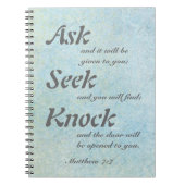 Mattheüs 7:7, Notitieboek (Voorkant)