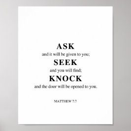 Mattheüs 7:7 Vraag Seek Knock Poster