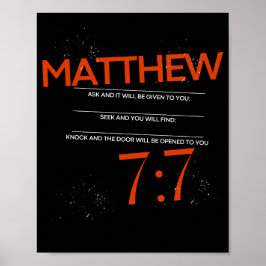 Mattheüs 7:7 Vraag, zoek, sla de Schriftkunst Poster