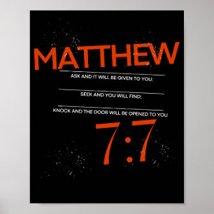 Mattheüs 7:7 Vraag, zoek, sla de Schriftkunst Poster