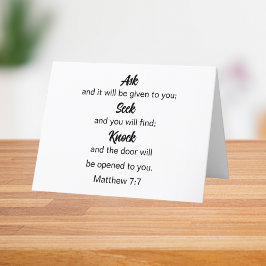 Mattheüs 7:7 Vraag Zoekt Klop Bijbelvers Bedankkaart