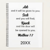 Mattheüs 7:7 Vraag Zoekt Klop Bijbelvers Planner (Voorkant)