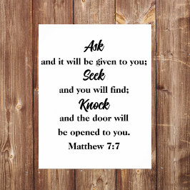 Mattheüs 7:7 Vraag Zoekt Klop Bijbelvers Poster