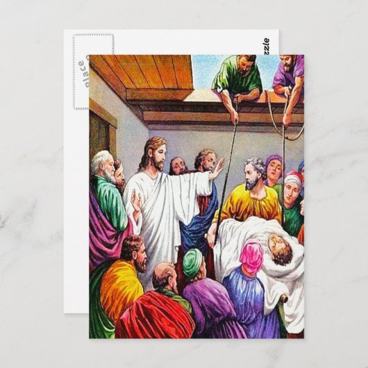 Mattheüs 9:1-8 Jezus vergeeft en geneest briefkaar Briefkaart (Voorkant / Achterkant)