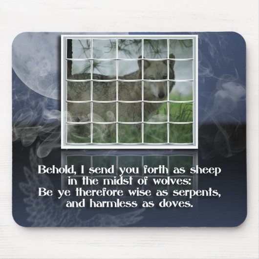 Matthew 10:16 BIBLE QUOTE SHEEP ONG WOLVES Muismat (Voorkant)