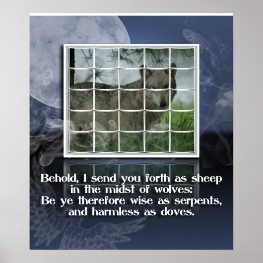 Matthew 10:16 BIBLE QUOTE SHEEP ONG WOLVES Poster (Voorkant)