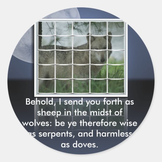 Matthew 10:16 BIBLE QUOTE SHEEP ONG WOLVES Ronde Sticker (Voorkant)