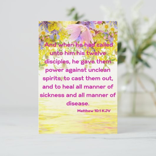 Matthew 10:1 KJV Bijbelscriptie Pic Greeting Kaart (Staand voorkant)