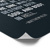 Matthew 10:28 Christelijke Bijbelverse Typografie Poster (Hoek)