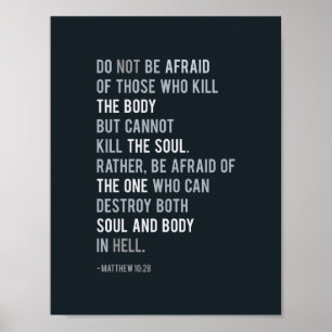 Matthew 10:28 Christelijke Bijbelverse Typografie Poster