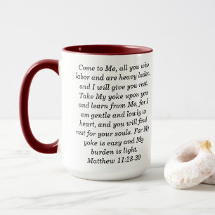 Matthew 11:28 Aangepaste Schrift Tweekleurige Koff Mok