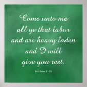 Matthew 11:28 Bijbelversie voor comfort en kracht Poster (Voorkant)
