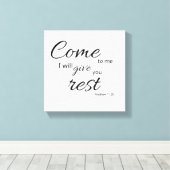 Matthew 11:28 Canvas | Geeft u rust Afdruk (Insitu (Houten vloer))