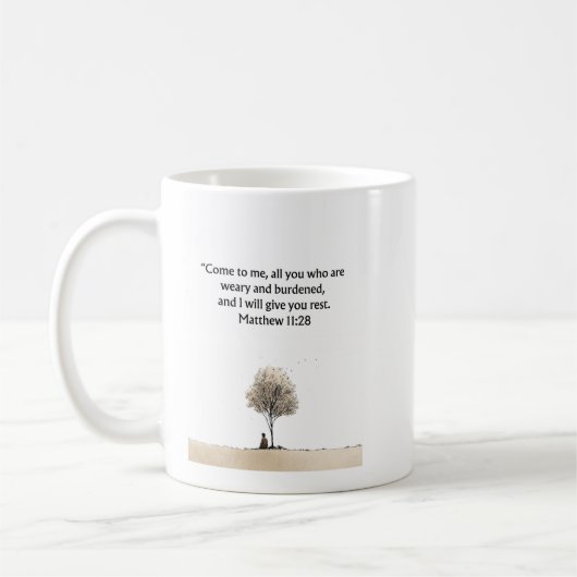Matthew 11:28 Christelijke mok | Bemoedigend cadea (Links)