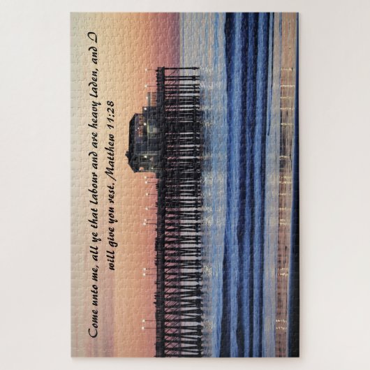 Matthew 11:28 Christelijke Scripture Ocean Legpuzzel (Verticaal)