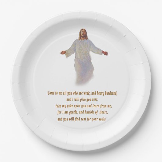 Matthew 11:28 geschenken papieren bordje (Voorkant)