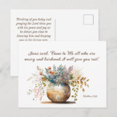 Matthew 11:28 Jezus zei: "Kom naar me Bijbelverse" Briefkaart (Voorkant / Achterkant)