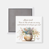 Matthew 11:28 Jezus zei: "Kom naar me Bijbelverse" Magneet (Voorkant / Achterkant)