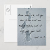 Matthew 11:28 Kom naar me toe, al die arbeid Briefkaart (Voorkant / Achterkant)