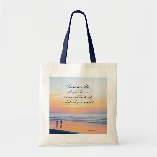 Matthew 11:28 Kom naar me toe iedereen die een vre Tote Bag (Voorkant)