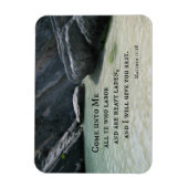 Matthew 11:28 Kom naar me toe, iedereen die werkt. Magneet (Verticaal)