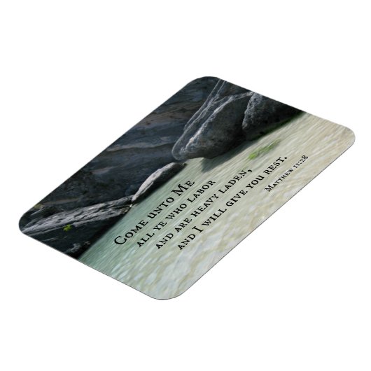 Matthew 11:28 Kom naar me toe, iedereen die werkt. Magneet (Linkerzijde)