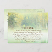 Matthew 11:28 Kom naar me toe, ik zal je rust geve Briefkaart (Voorkant / Achterkant)