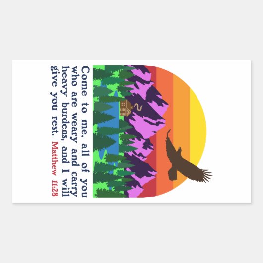 MATTHEW 11:28-KOM VOOR MIJ ALLEMAAL DIE Sticker ZI (Voorkant)