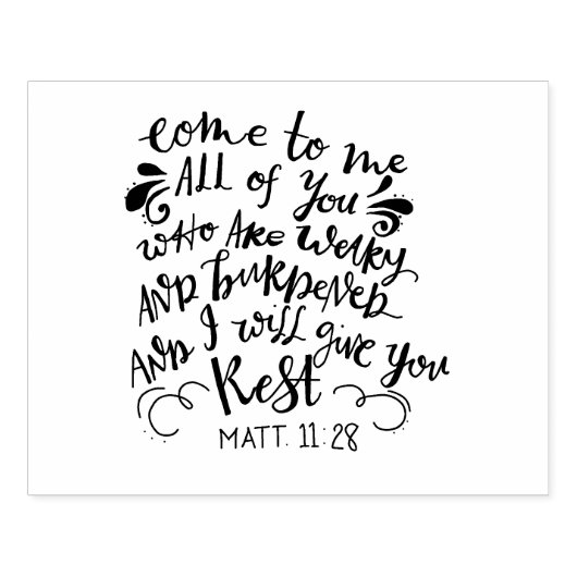 Matthew 11:28 Typografische Bijbelversie voor Chri Rubberstempel (Afrduk)